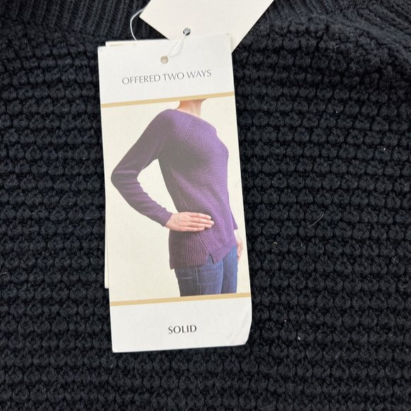 Womens Anatara Sweater L Cable Knit Black Charcoal Gray Chunky NWT - Picture 13 of 16